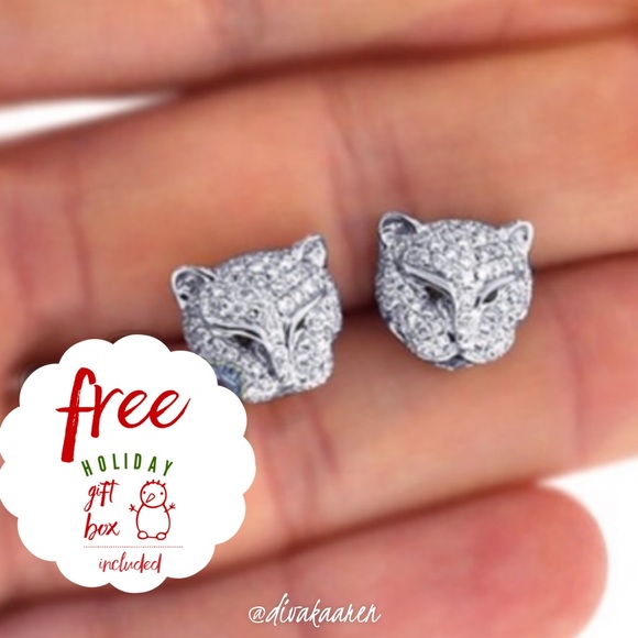 Cougar Studs Emerald Sapphires - Picture 3 of 6